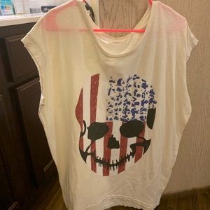 American Flag Studded Skull Muscle Tank